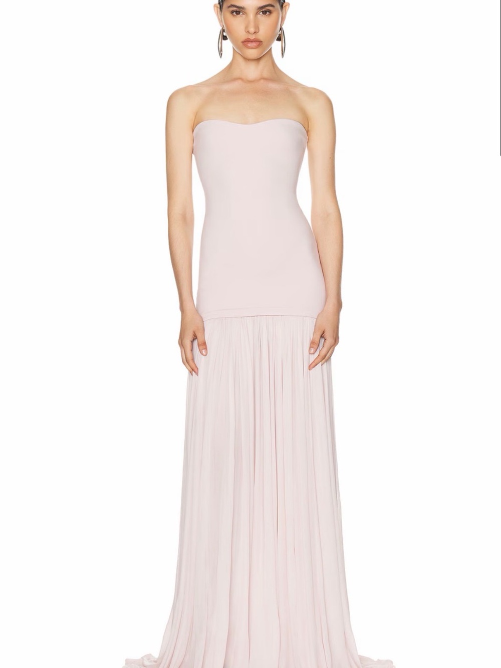Helsa Strapless Pleated Maxi Dress in Light Pink